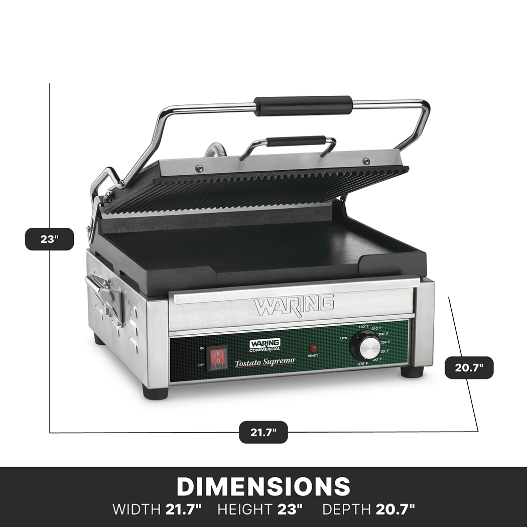 Ribbed and Flat Panini Grill, 14.5" x 11"